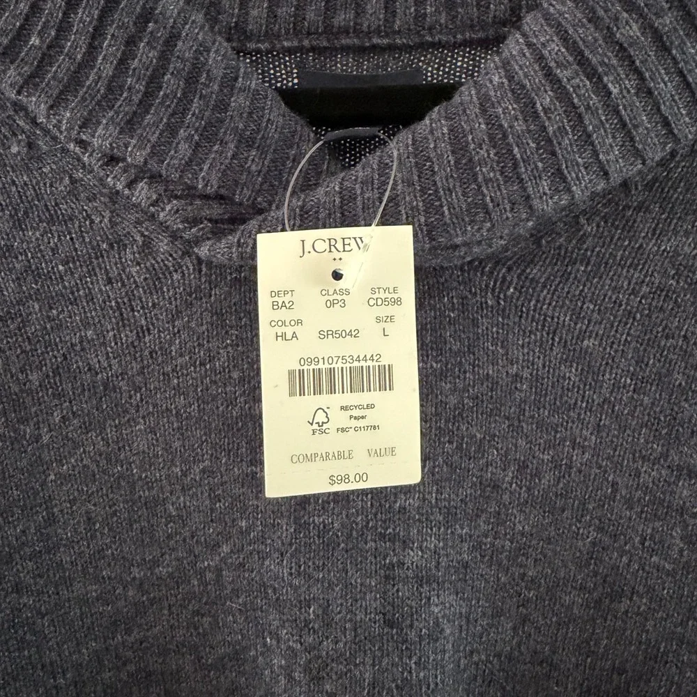 J.Crew‎ Mens Lambswool Blend Shawl Collar Sweater Navy Blue CD598 Size L NWT
